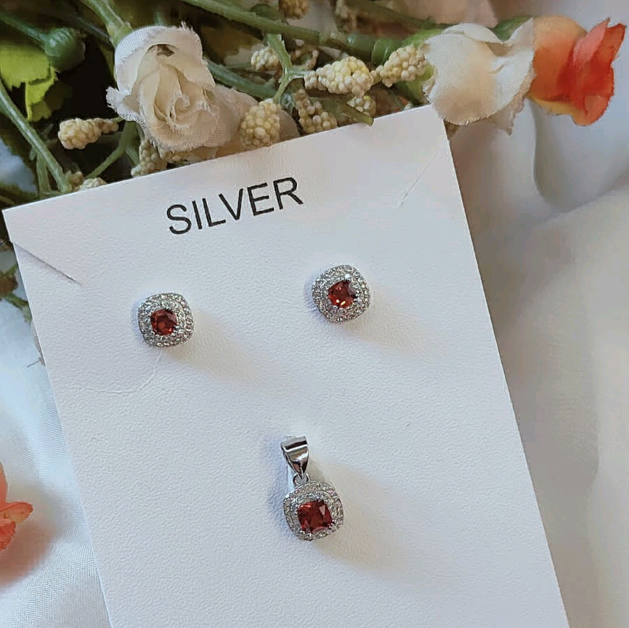 925 Stirling CZ Pendant Set 
